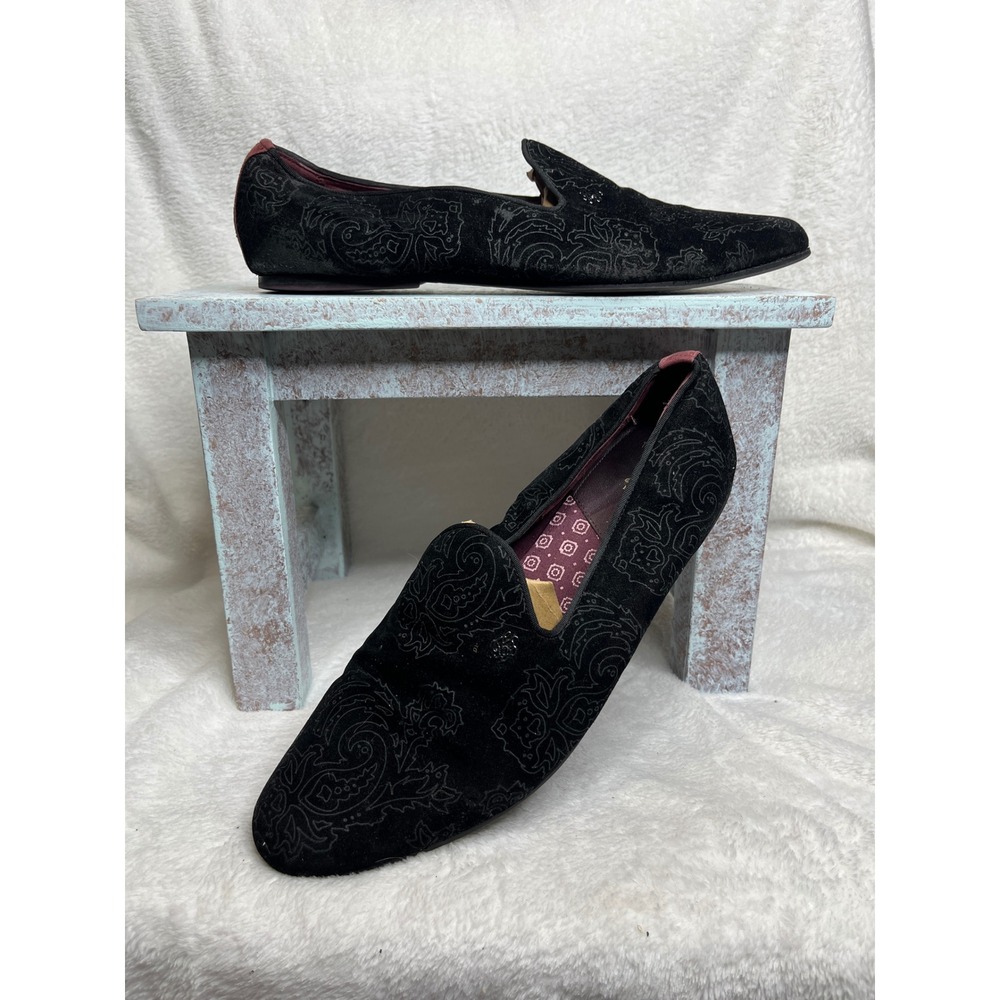 Ted Baker London Mens Black Paisley Velvet Loafer Shoes Size US 13 EU 46